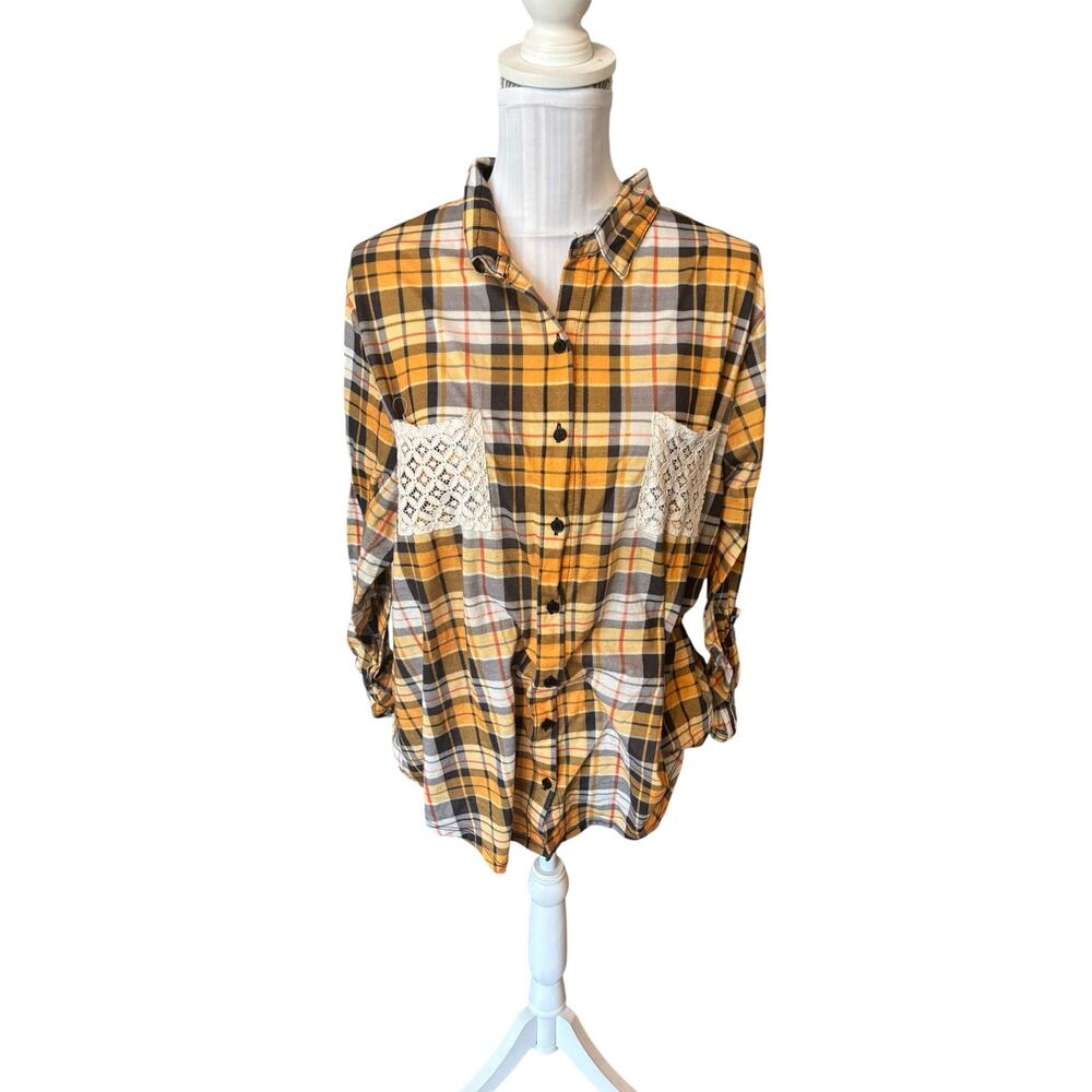 Hype + Yellow & Black Paid Button Down Size 3X